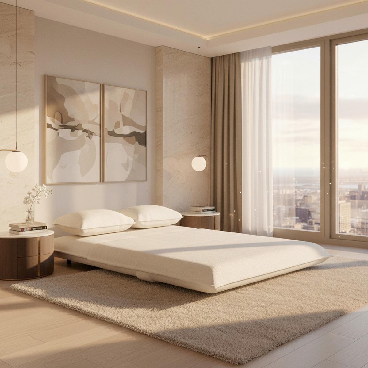 Schlafsofa Macy Weiß Bouclé - Weiß, MODERN, Textil/Metall (141/68/87cm) - Bessagi Home