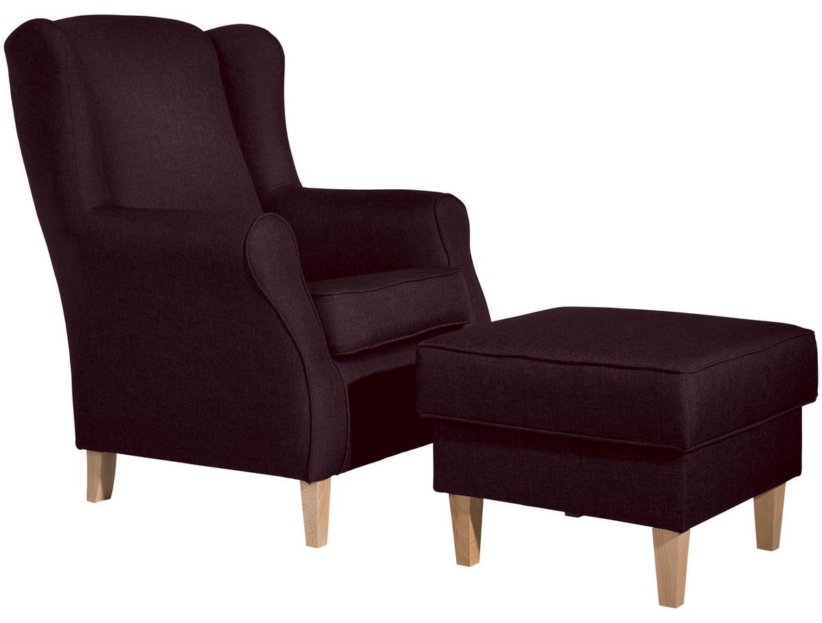 Ohrensessel Lorris Dunkelrot Flachgewebe - Buchefarben/Dunkelrot, Design, Holz/Textil (77/103/86cm) - Max Winzer