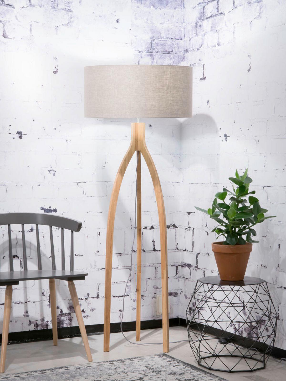 Stoječa Svetilka Anna, Naravna Barva, Bambus - naravne barve, Trend, tekstil/les (60/160cm) - Good & Mojo