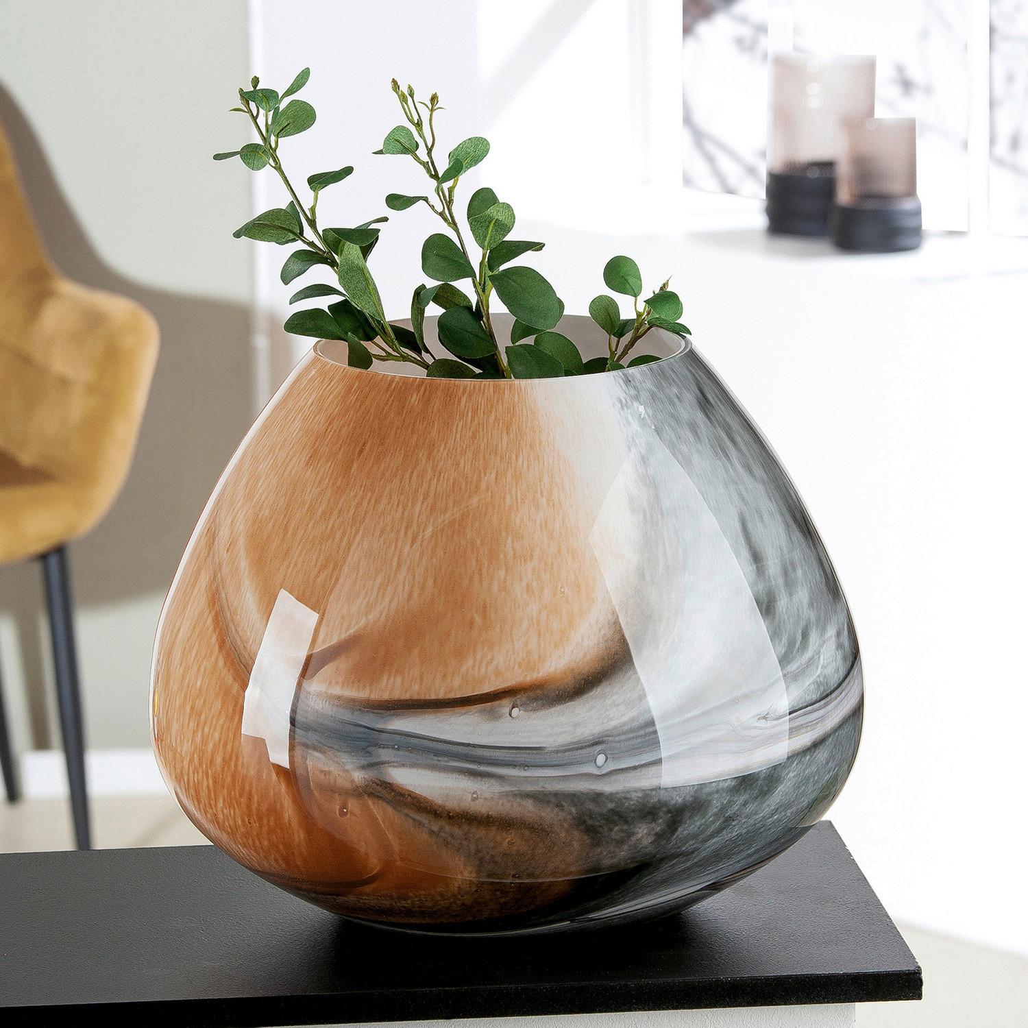 Vase Grau/Cognac - Cognac/Grau, Basics, Glas (38/30/38cm)
