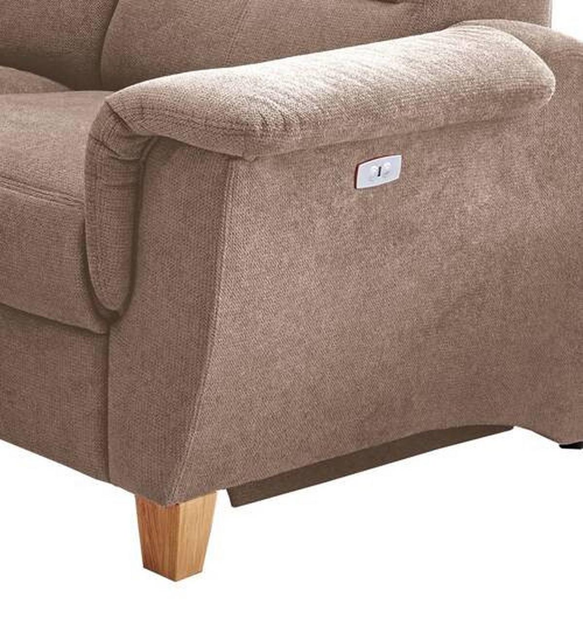 Wohnlandschaft Parole Hellbraun Struktur - Hellbraun/Wildeiche, KONVENTIONELL, Holz/Textil (237/186cm) - Livetastic