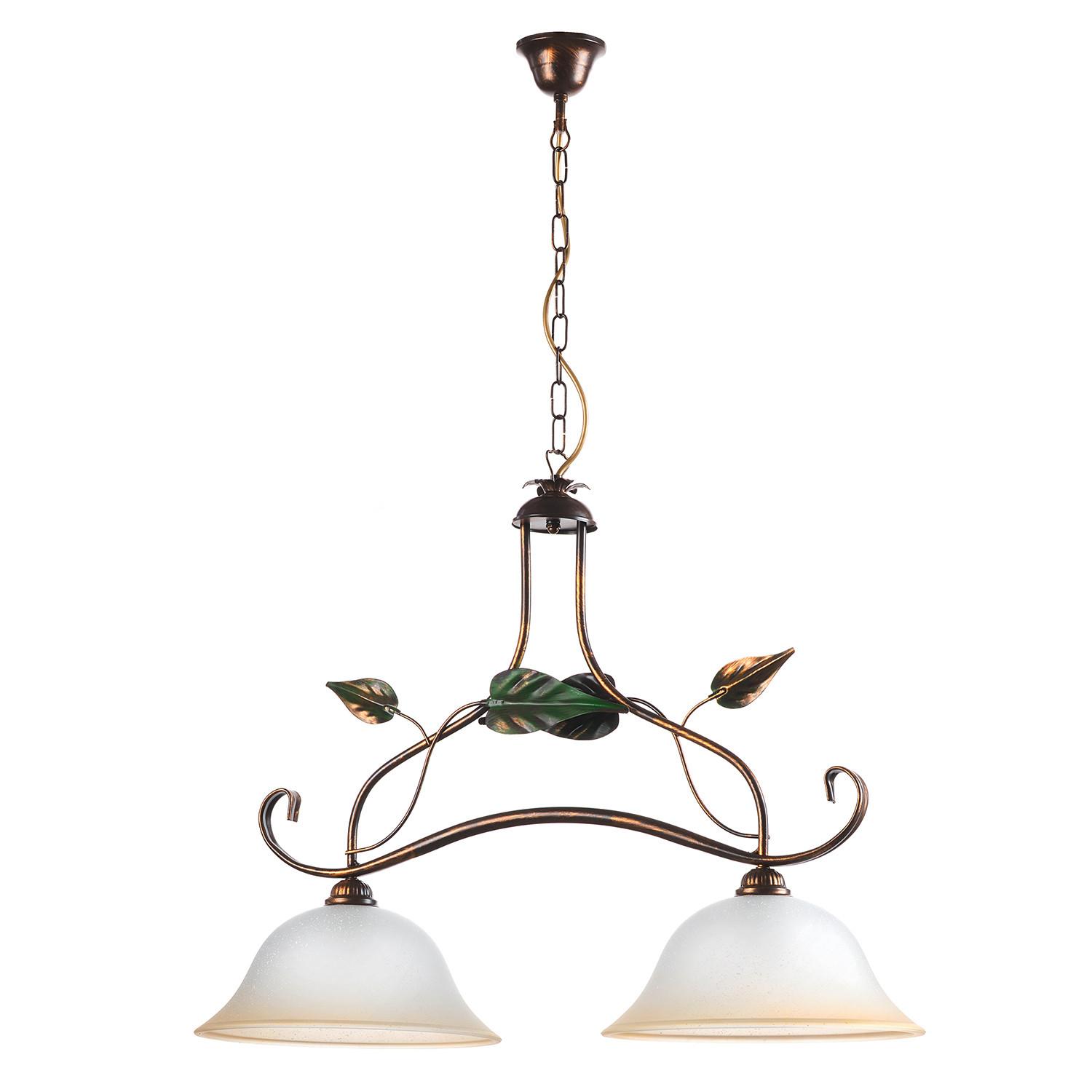 Hängeleuchte Miranda Bronze/Olivgrün max. 22 Watt - Bronzefarben/Olivgrün, Natur, Glas/Metall (80/45/110cm)