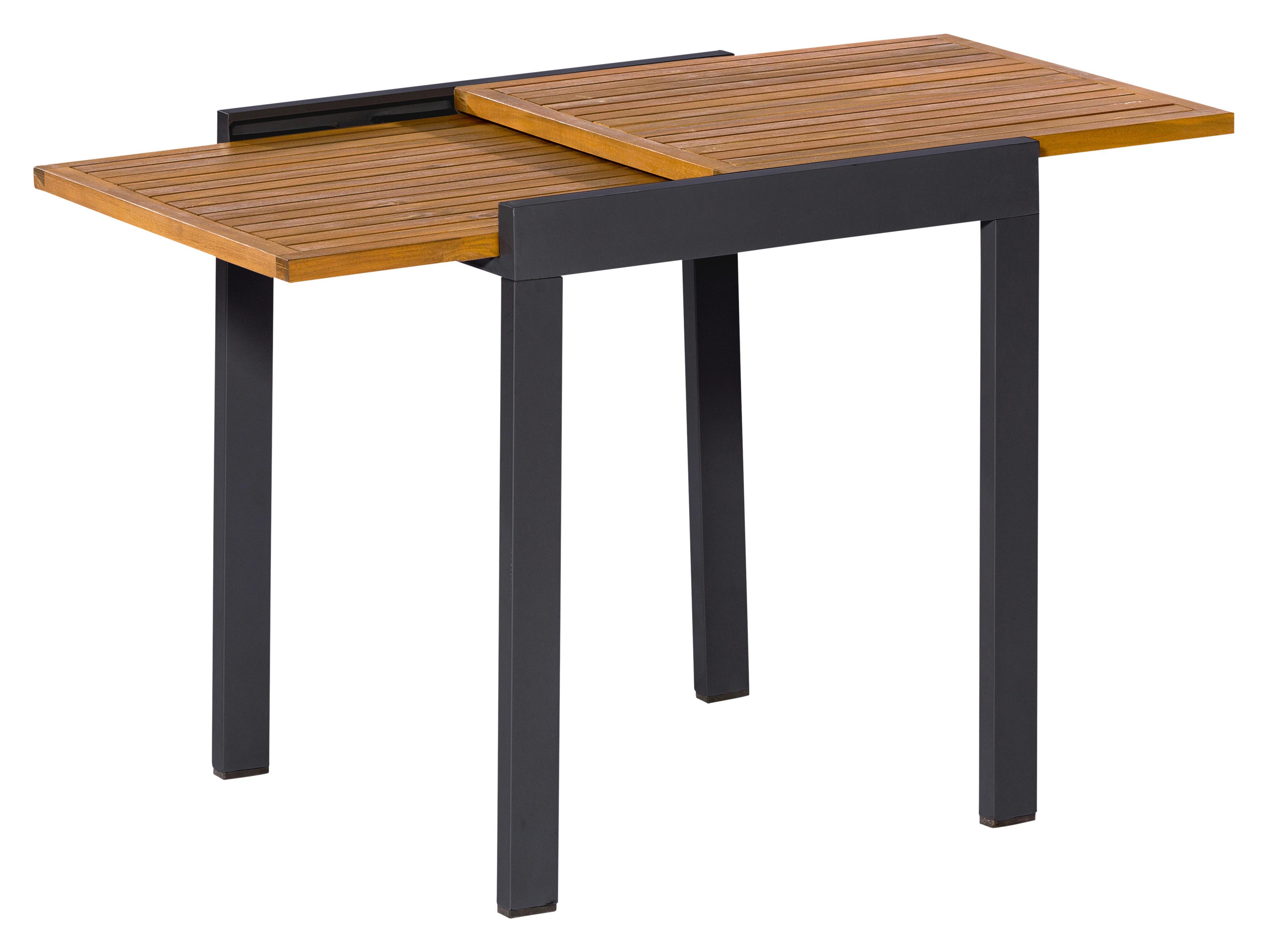 Balkontisch Naturfarben Akazie ausziehbar ca. 65x75x65cm - Graphitfarben/Naturfarben, MODERN, Holz/Metall (65-130/75/65cm) - Gardenson
