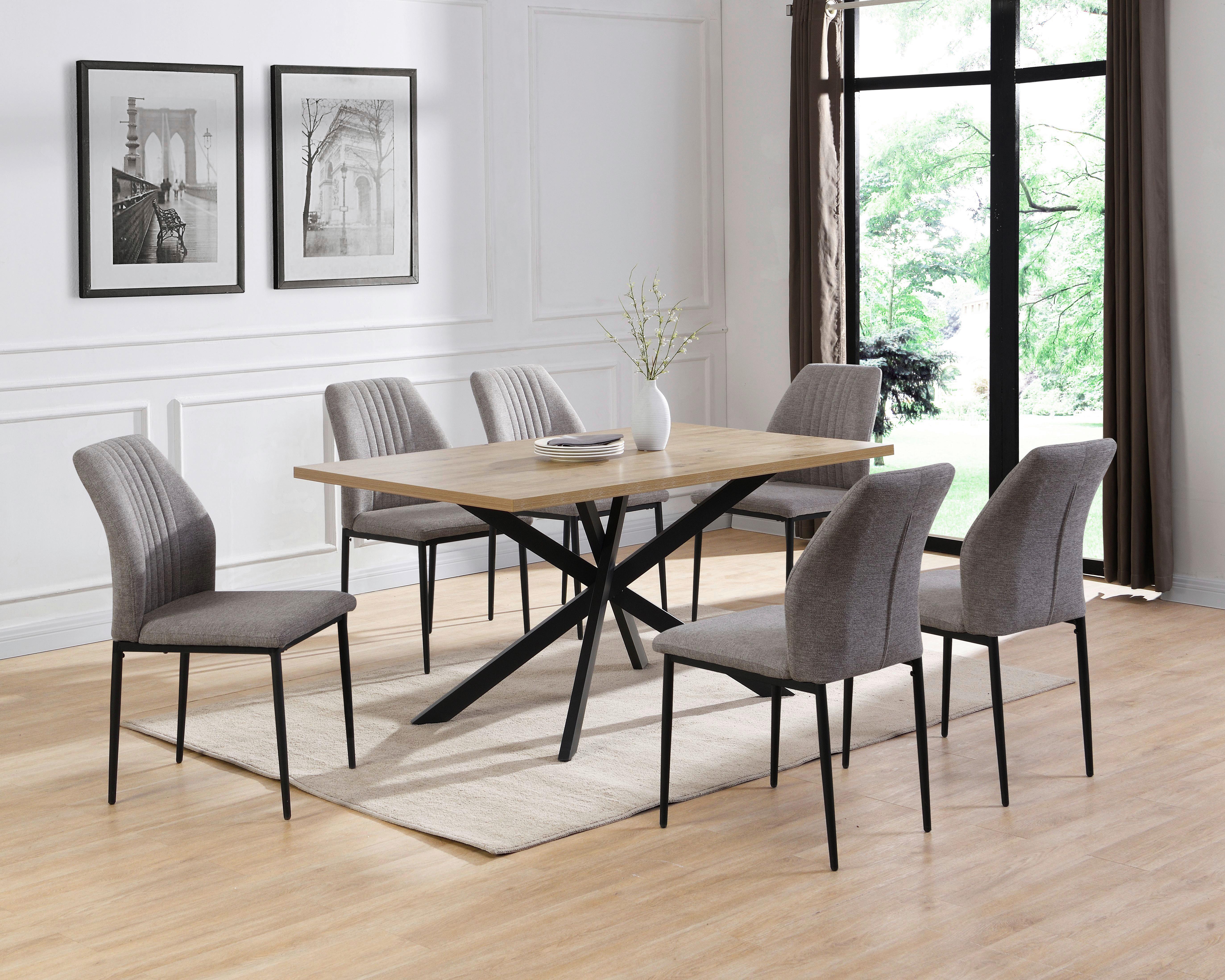 Jedilna Miza Ebbo, Barva Hrasta, 150x90 - črna/divji hrast, Trendi, kovina/leseni material (150/75/90cm)