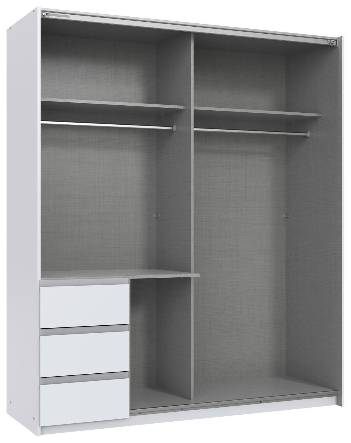 Ormar S Kliznim Vratima Adria - bijela/crna, Konvencionalno, staklo/drvni materijal (168/198/63cm) - Modern Living