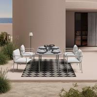 Gartentischgruppe Kanada Creme/Hellgrau - Creme/Hellgrau, MODERN, Glas/Textil