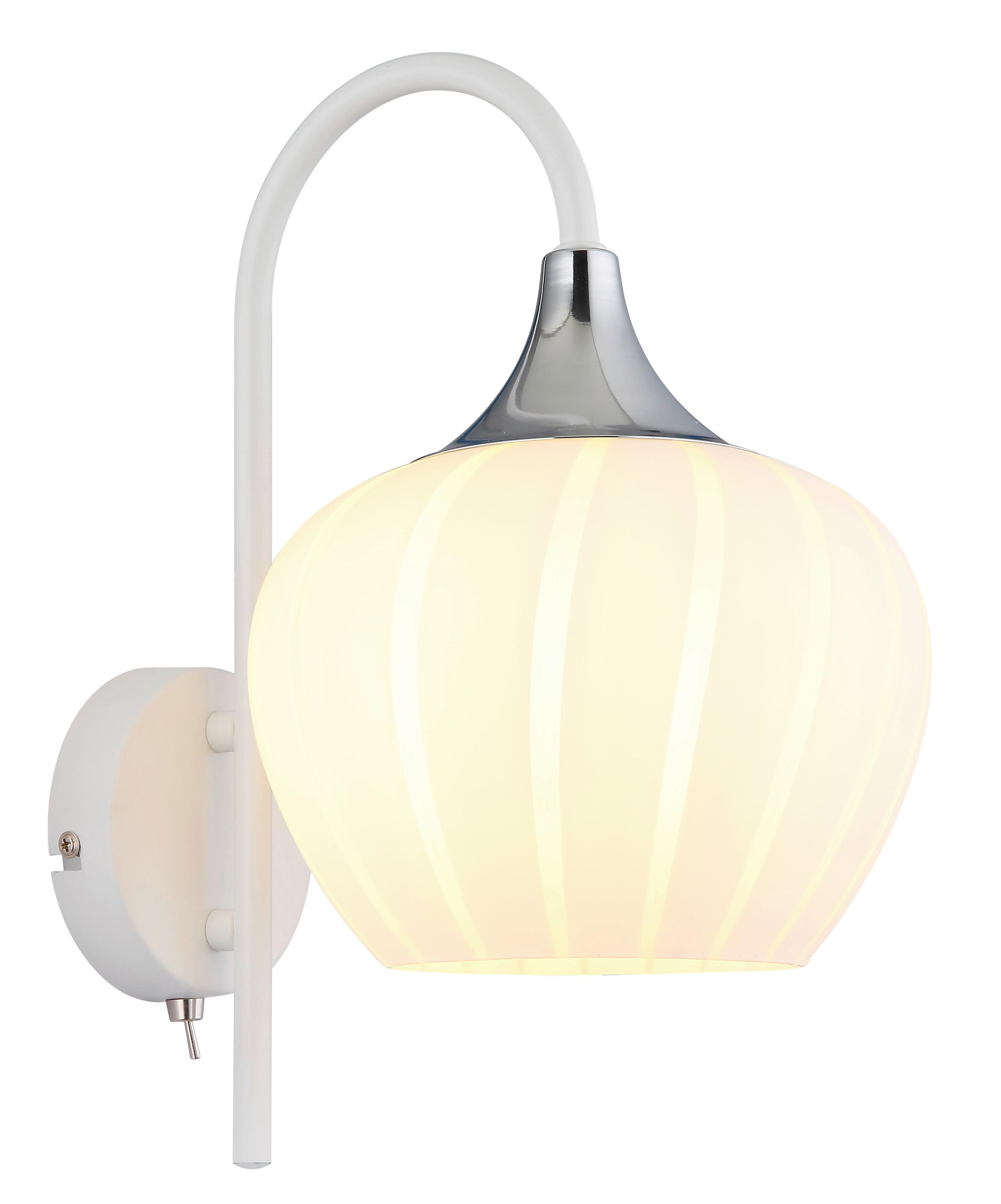 Wandleuchte Maxy Weiß/Chromfarben max. 40 Watt - Chromfarben/Weiß, KONVENTIONELL, Glas/Metall (18/25/32cm) - Globo
