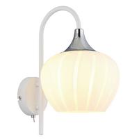 Wandleuchte Maxy Weiss/Chromfarben max. 40 Watt - Chromfarben/Weiss, Konventionell, Glas/Metall (18/25/32cm) - Globo