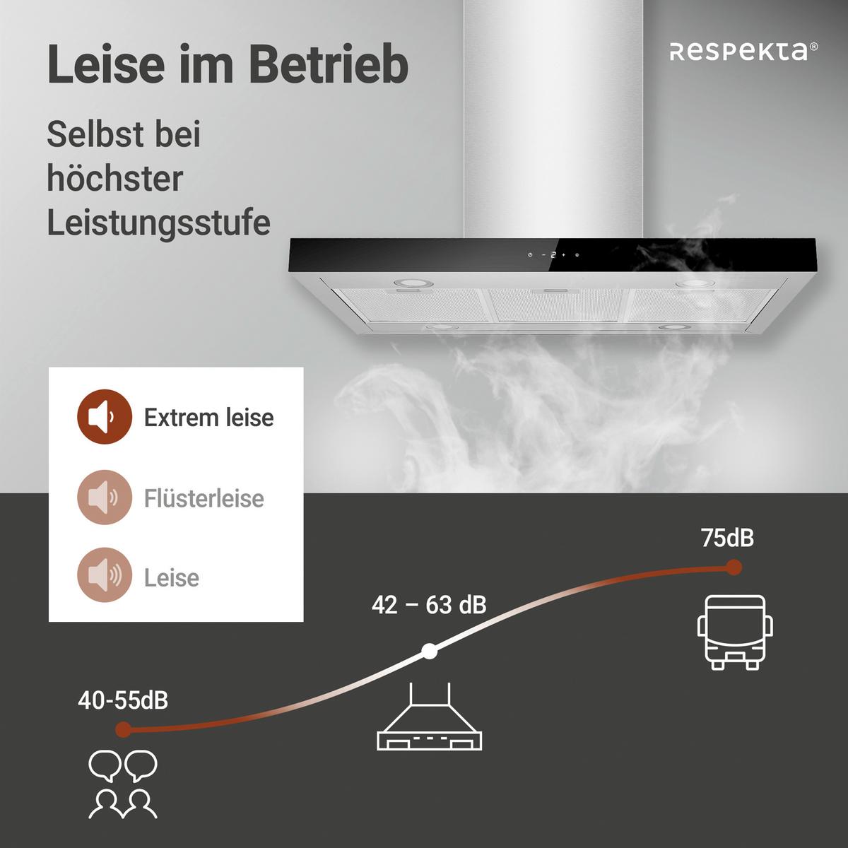 Dunstabzugshaube CH44199IX-21 Edelstahlfarben - Edelstahlfarben, Trend, Glas/Metall (89,5/65/60cm) - Respekta