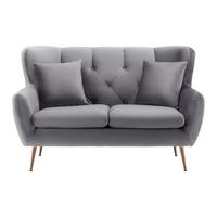 Sofa Linus Hellgrau Samt - Goldfarben/Hellgrau, MODERN, Holz/Textil (148/95/93cm) - Bessagi Home