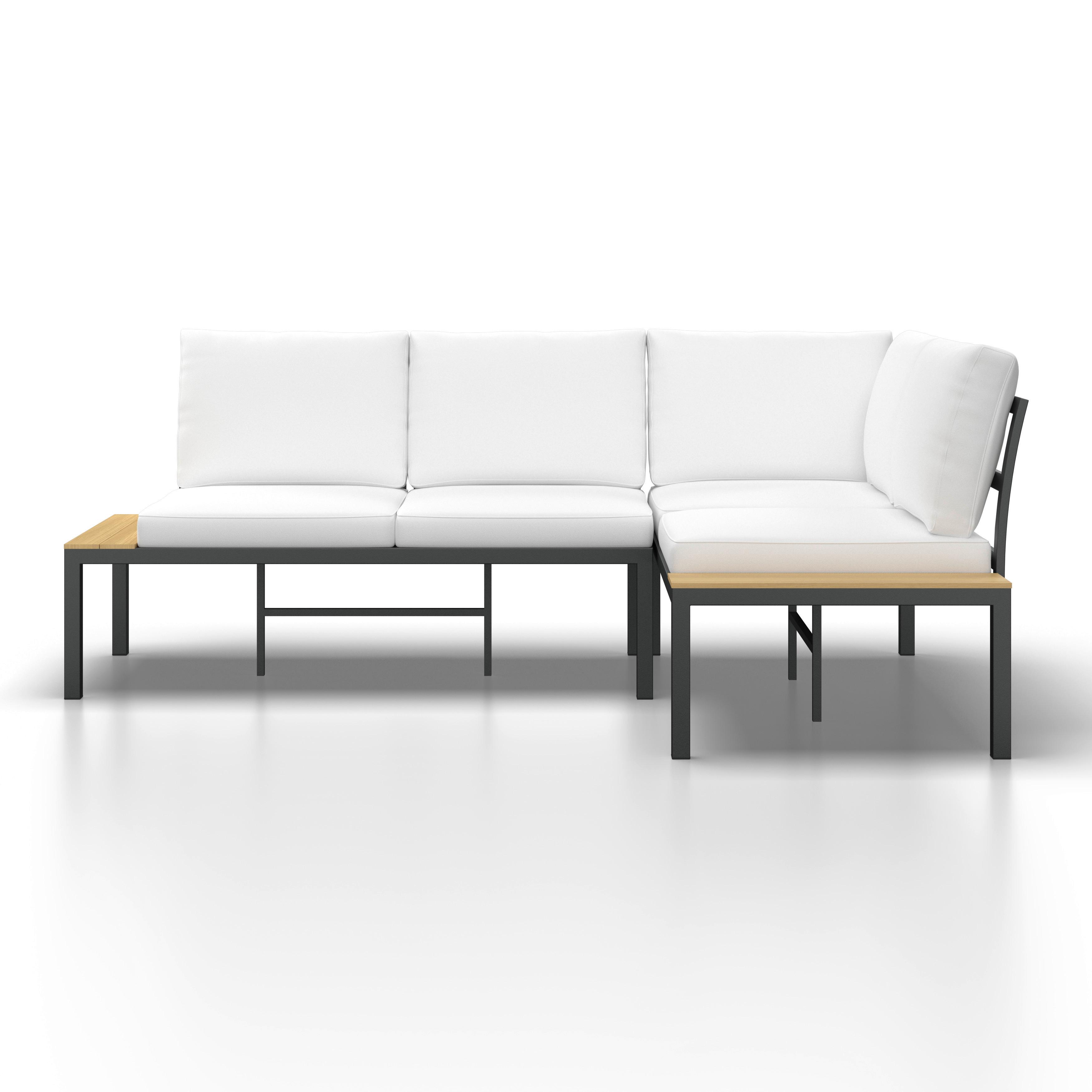 LOUNGEGRUPP ARIANNA - svart/cremefärgad, Modern, metall/textil (146/76/75cm) - Bessagi Garden