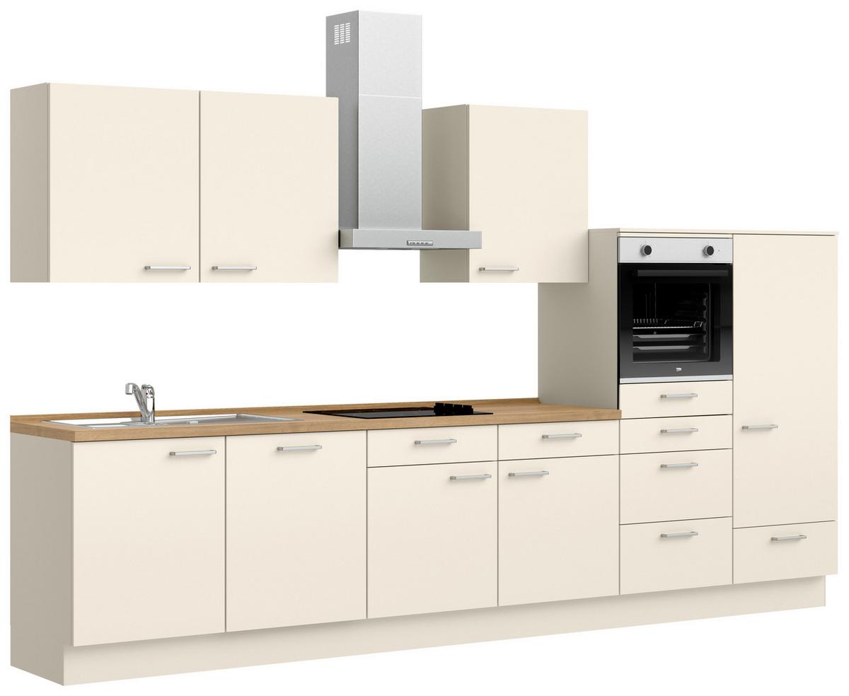 Küchenblock Touch Low m. Geräten Magnolie - Edelstahlfarben/Eichefarben, MODERN, Holzwerkstoff/Metall (360cm) - Nobilia