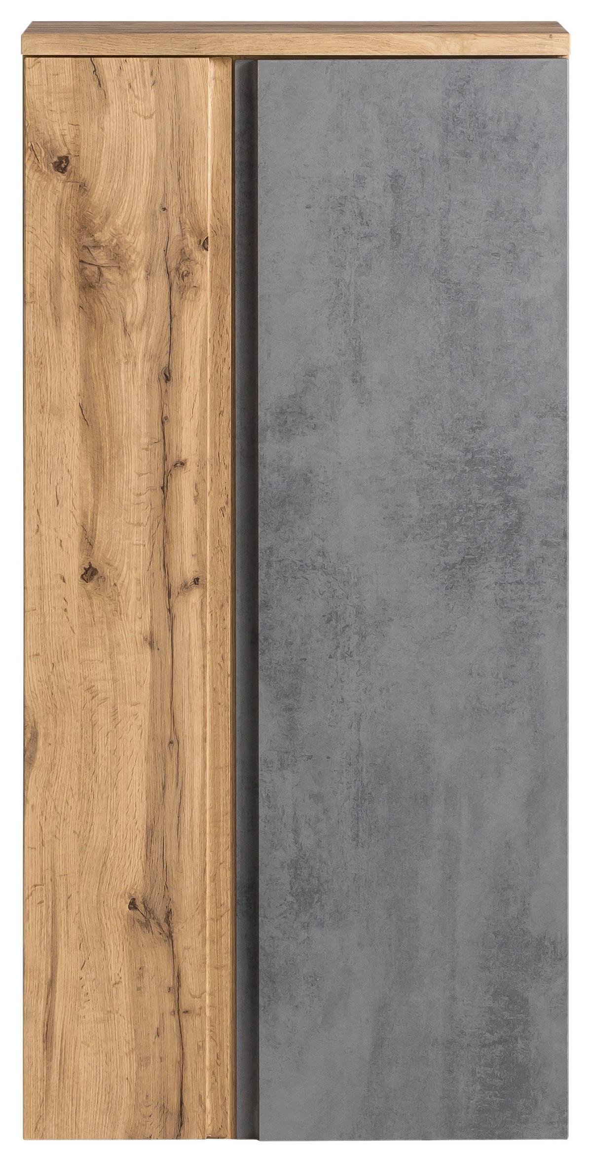 Midischrank Varese ca. 65x130 cm Hellgrau/Eiche - Eiche Wotan/Hellgrau, MODERN, Holzwerkstoff (65/130/35cm) - Held
