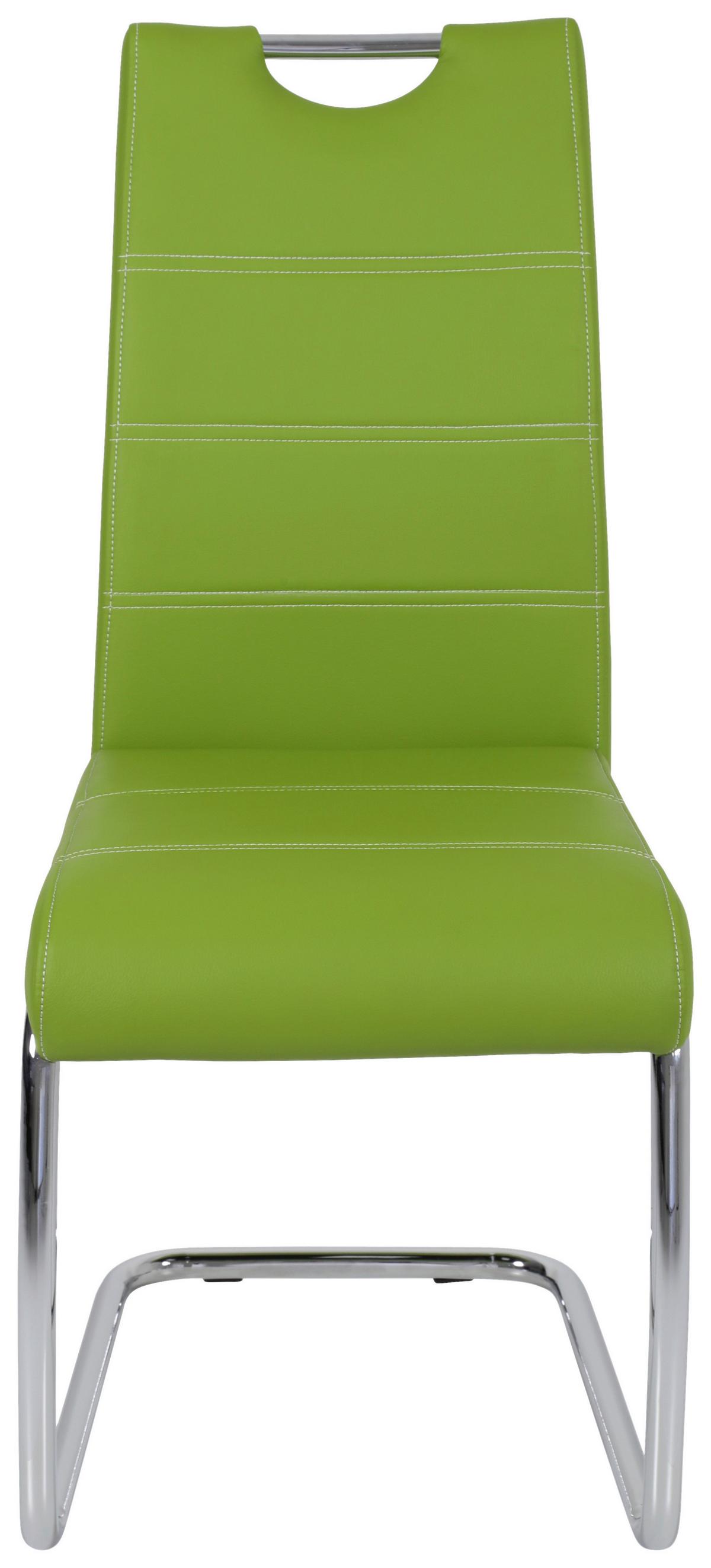 KRZESŁO NA PŁOZIE FLORA S - zielony/biały, Design, metal/tkanina (43/98/59cm) - Carryhome