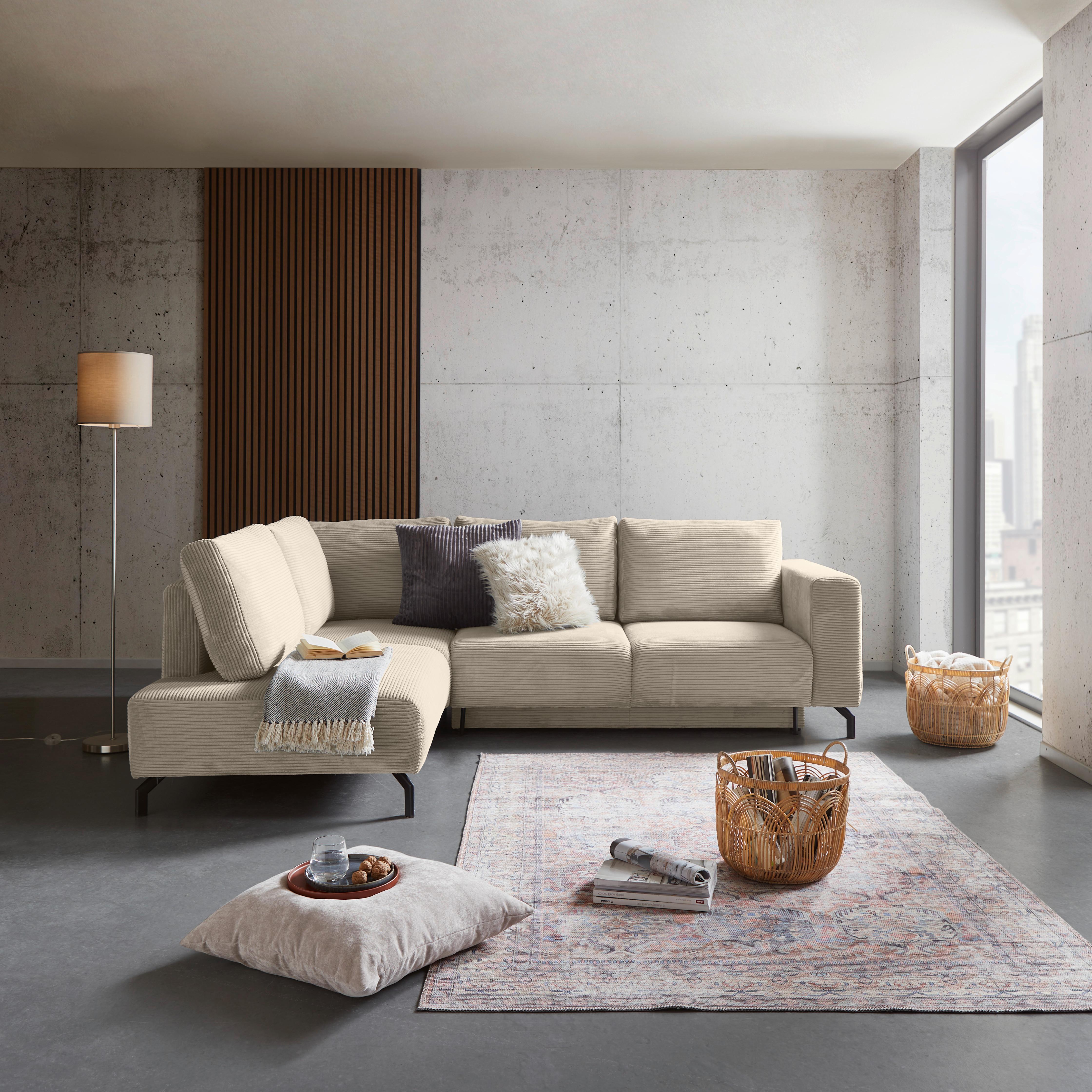 Kutna Garnitura Veni - bež/crna, Moderno, tekstil (210/272cm) - Modern Living