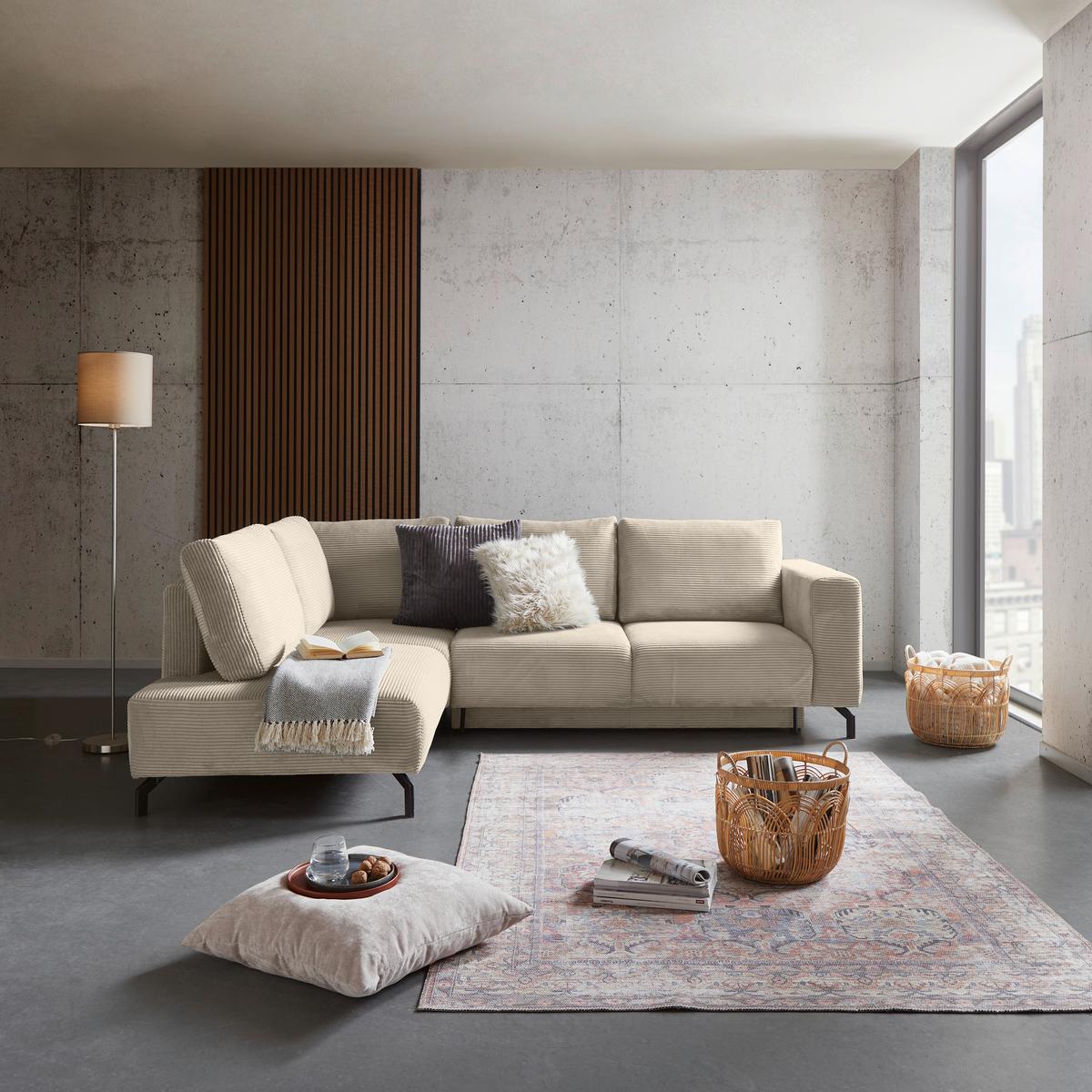 Kutna Garnitura Veni - bež/crna, Moderno, tekstil (210/272cm) - Modern Living