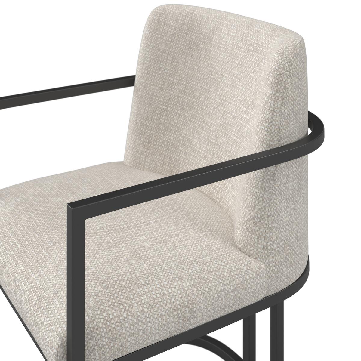 Armlehnstuhl Amara Hellgrau Webstoff Gepolstert - Hellgrau/Schwarz, MODERN, Holz/Textil (55/81,5/60cm) - Bessagi Home