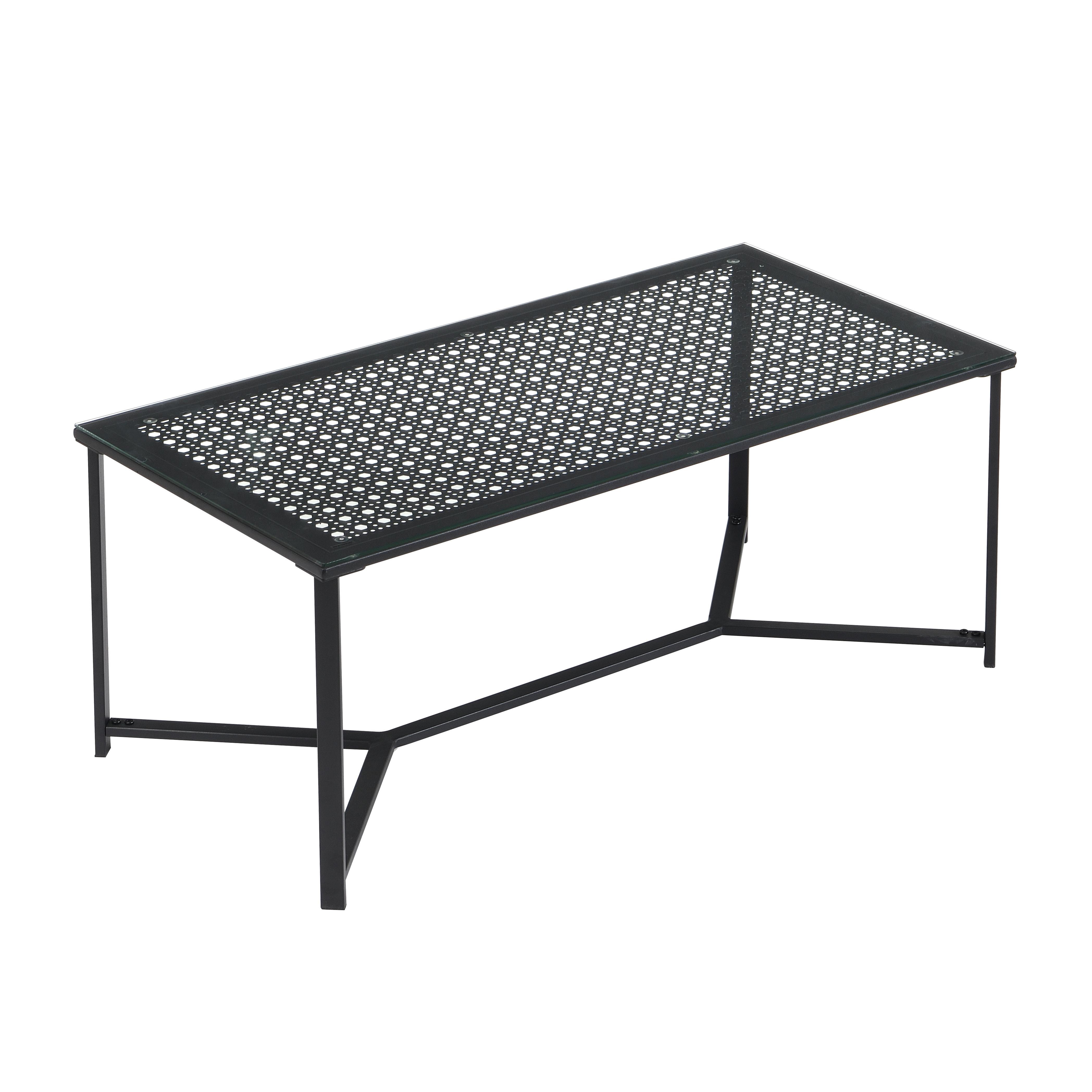 Couchtisch Wl7.323 - Schwarz, Design, Glas/Metall (100/50/42cm) - MID.YOU