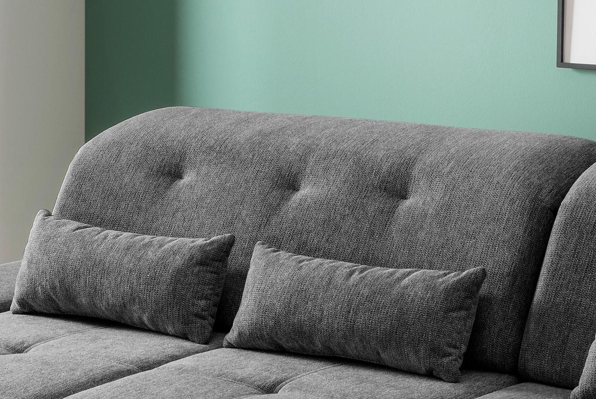 Ecksofa Dalida Anthrazit Chenille m. Bettkasten - Chromfarben/Anthrazit, Design, Textil/Metall (280/254cm) - Livetastic