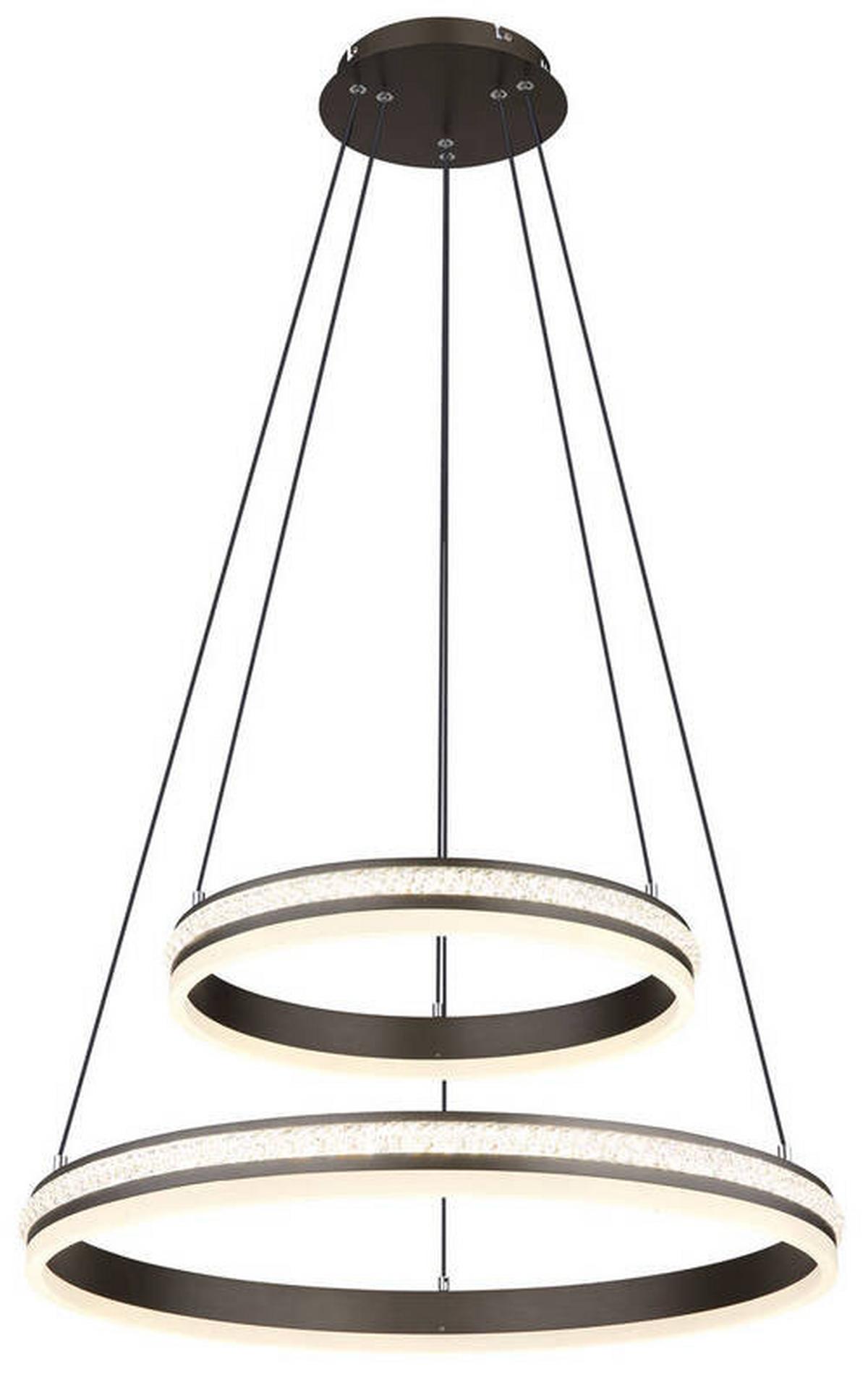 Viseča Led-svetilka Grouni, S Sijalko - barve titana/opal, Design, kovina/umetna masa (60/120cm) - Globo