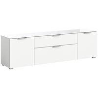 Komoda Ray - bijela/srebrne boje, Design, staklo/drvni materijal (179/51/40cm) - Modern Living