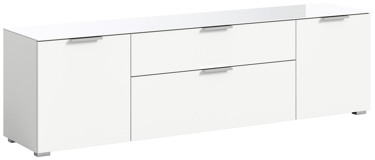 Komoda Ray - bijela/srebrne boje, Design, staklo/drvni materijal (179/51/40cm) - Modern Living