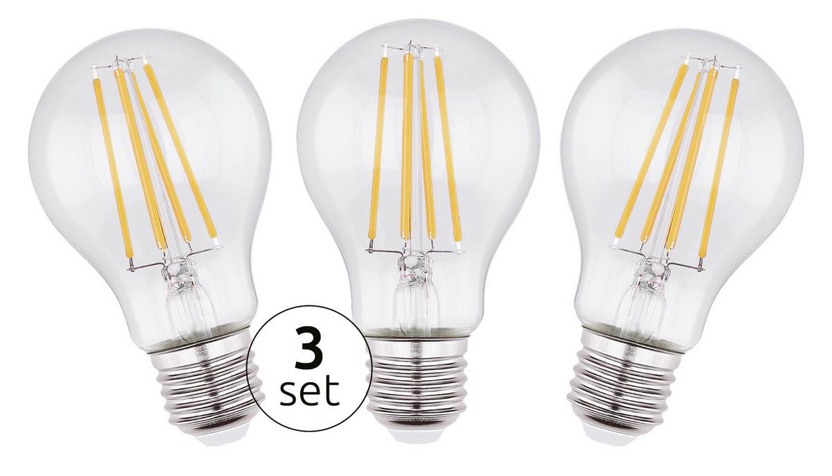 Set Led-sijalk 105820-3, E27, 6,5 W, 3 Kos - prozorno, steklo (6/10,6cm) - Mömax