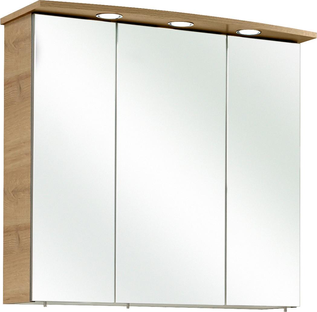 SZAFKA Z LUSTREM PAULA - kolor dębowy/kolor chromowy, Konventionell, materiał drewnopochodny/metal (75/72/20cm) - Xora