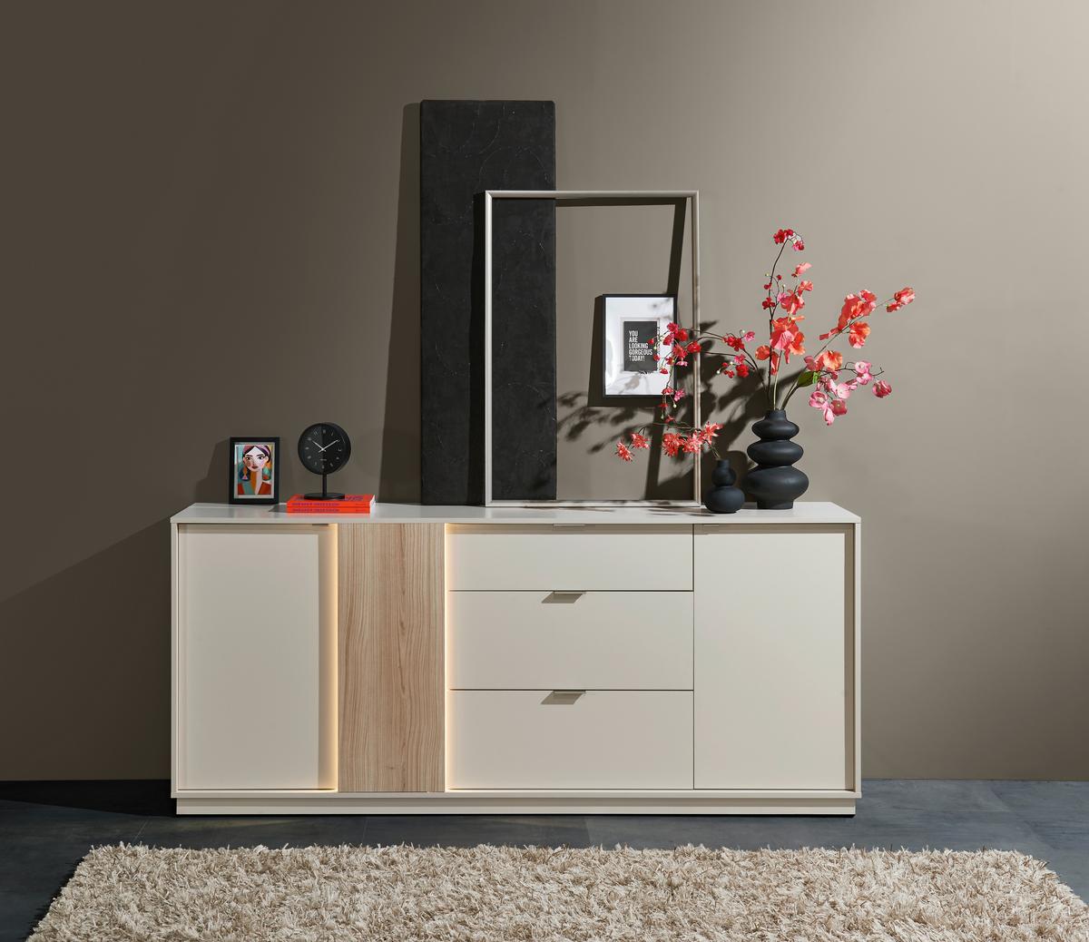Sideboard Alex Kaschmir ca. 193x83x40cm - Kaschmir/Silberfarben, Design, Holzwerkstoff/Kunststoff (193/83/40cm) - MID.YOU