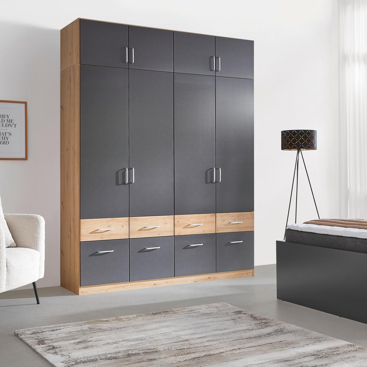 Aufsatzschrank Aalen-Extra in Grau/Eiche Artisan - Alufarben/Eiche Artisan, Holzwerkstoff/Kunststoff (181/39/54cm) - Mömax