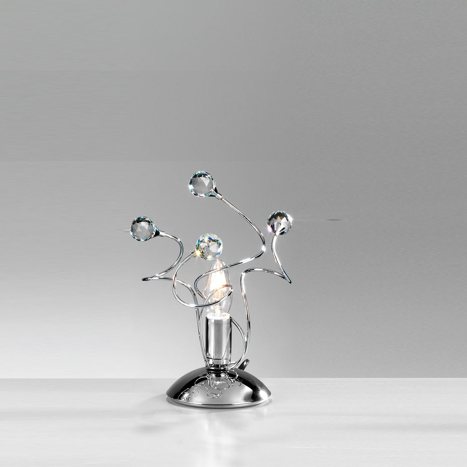 Kristall-Tischleuchte Trilly Chromfarben max. 6 Watt - Chromfarben, KONVENTIONELL, Glas/Metall (23/27cm)