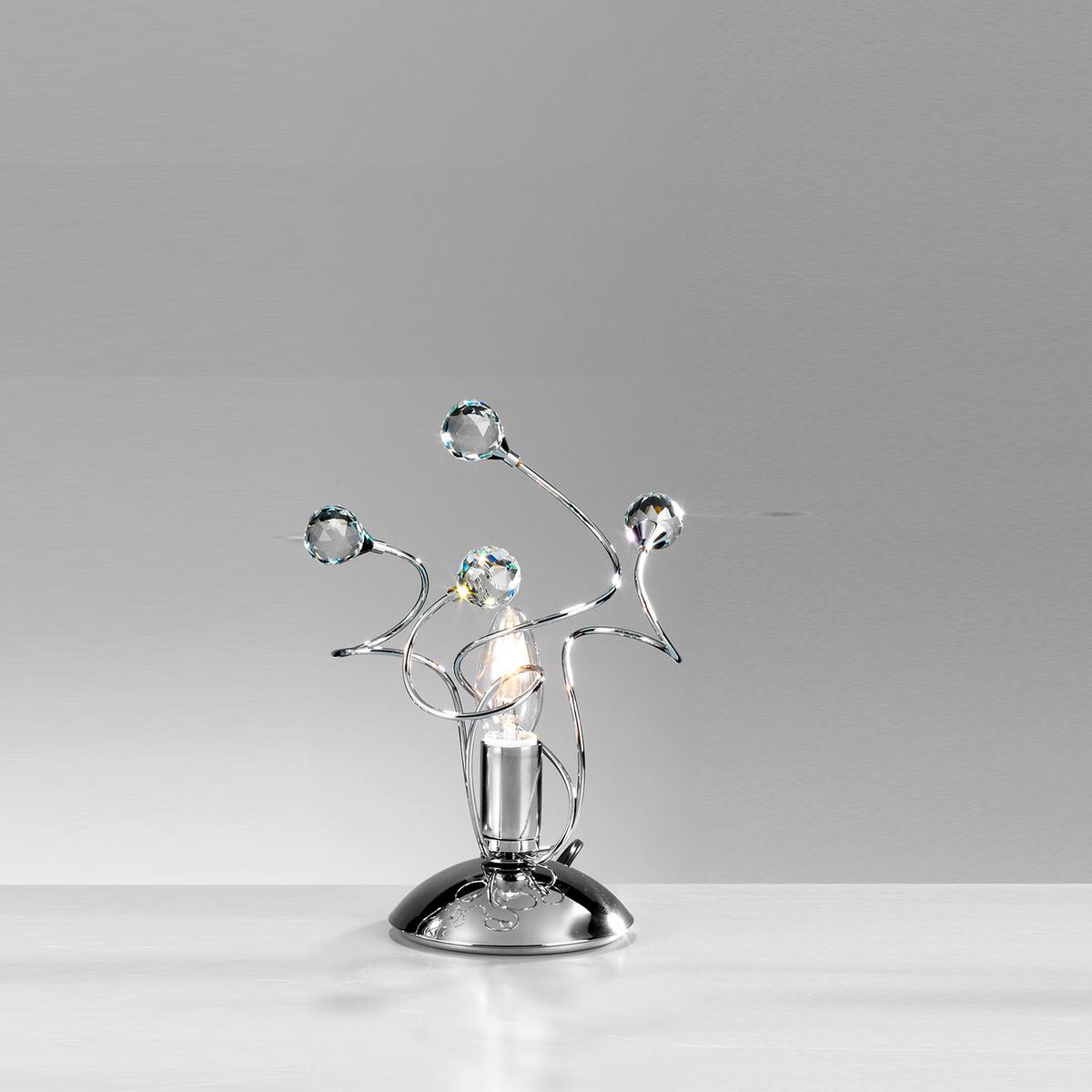 Kristall-Tischleuchte Trilly Chromfarben max. 6 Watt - Chromfarben, KONVENTIONELL, Glas/Metall (23/27cm)
