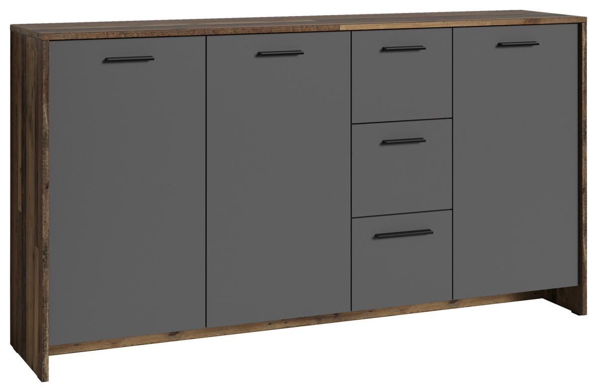 Sideboard Ben in Anthrazit/Eiche Artisan - Anthrazit/Eiche Artisan, MODERN, Holzwerkstoff/Kunststoff (153/83/35cm) - MID.YOU