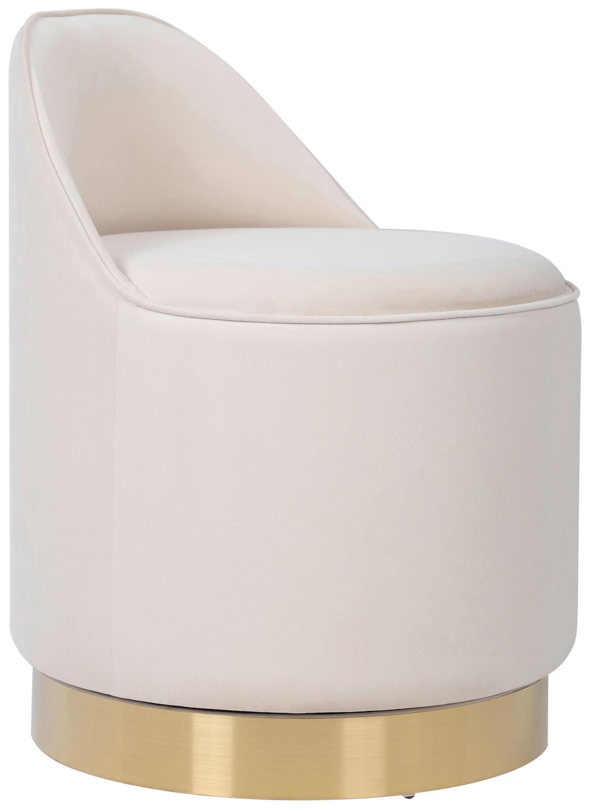 DREHHOCKER VIKTOR 125 - Beige/Goldfarben, Design, Textil/Metall (52/68cm) - Kayoom