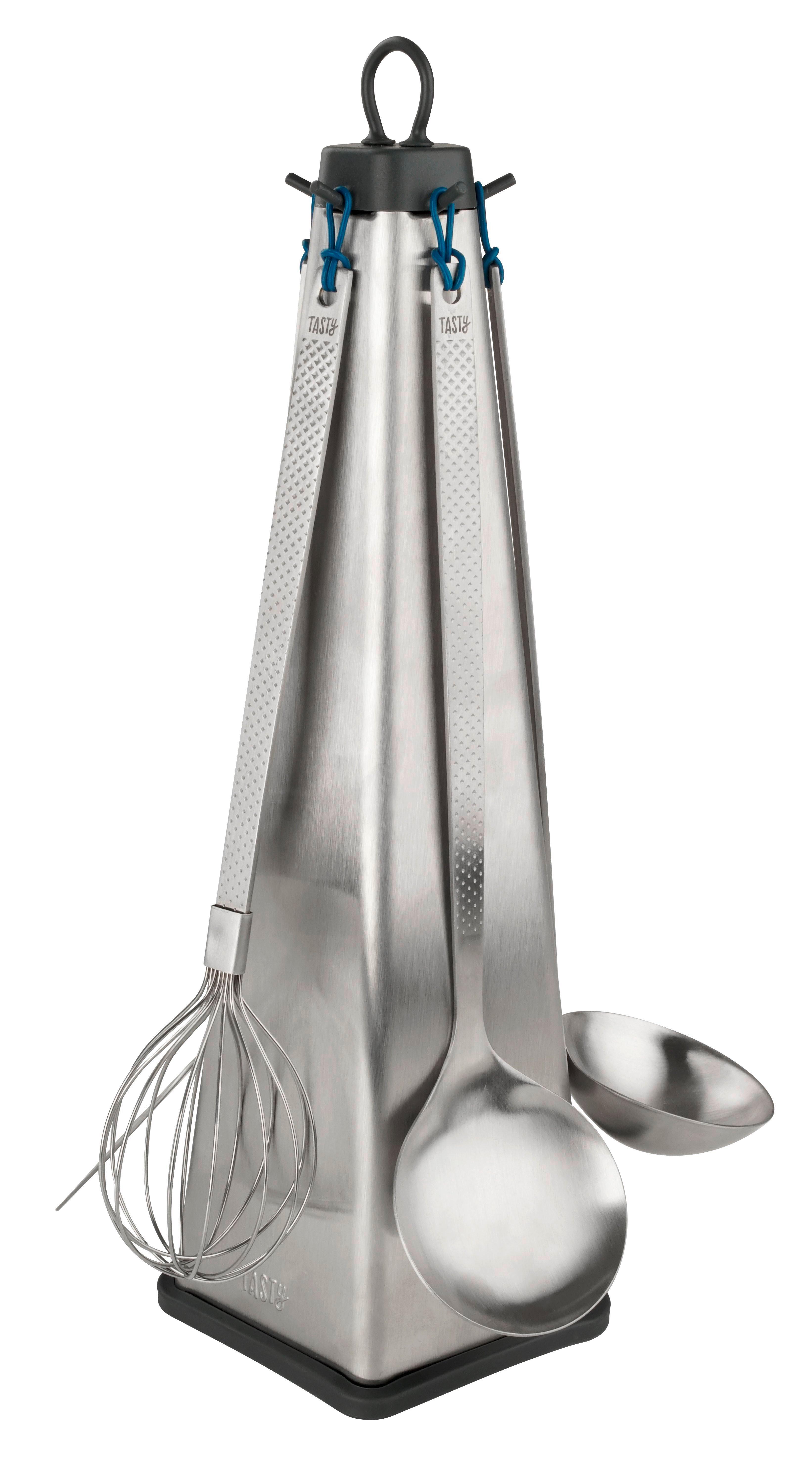 ZESTAW PRZYBORÓW KUCHENNYCH 678951 - kolor srebrny/niebieski, Basics, metal (40/18/14cm) - Fackelmann