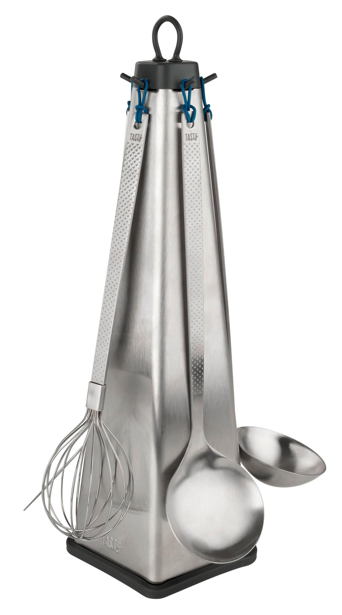 ZESTAW PRZYBORÓW KUCHENNYCH 678951 - kolor srebrny/niebieski, Basics, metal (40/18/14cm) - Fackelmann