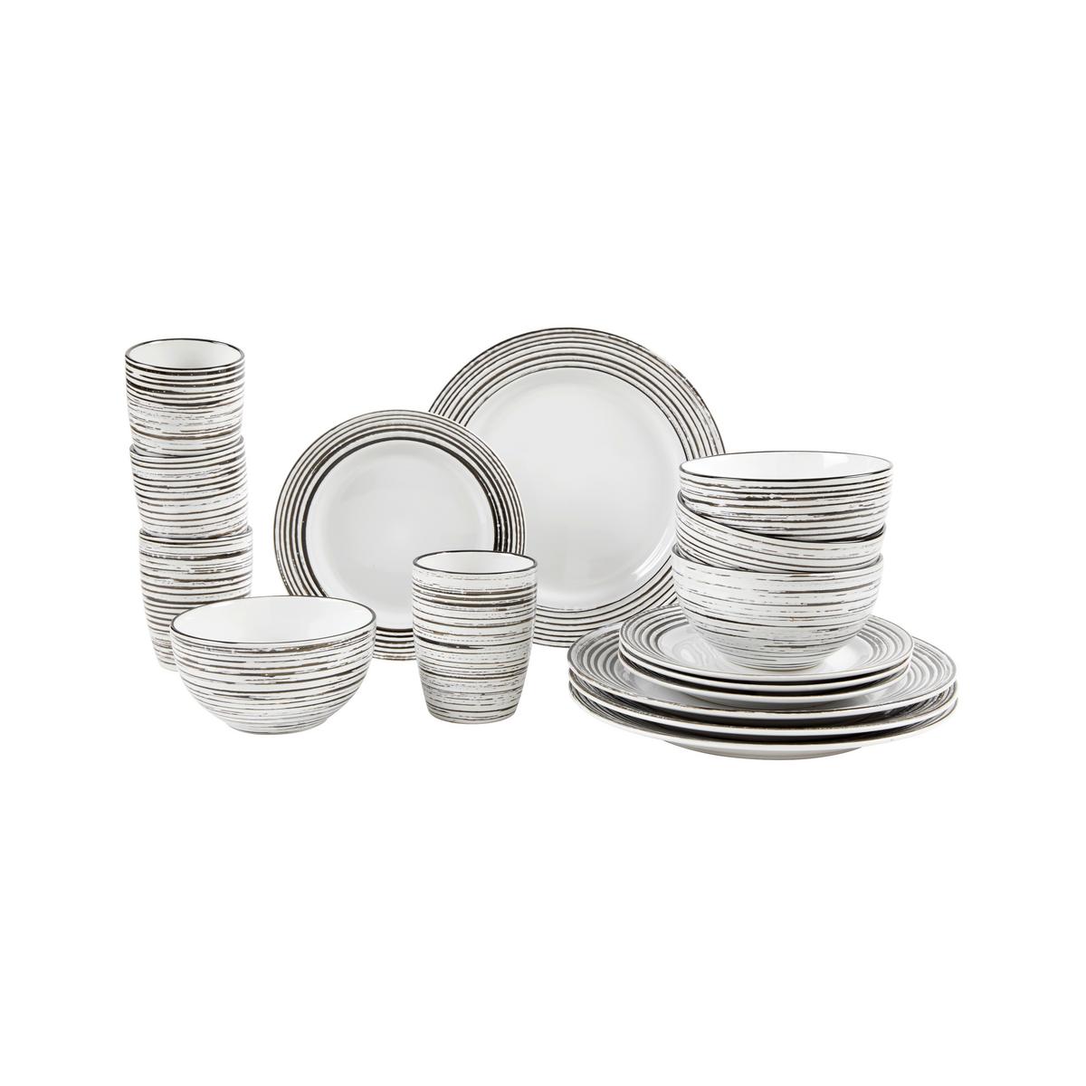 Kerámia Étkészlet La Gomera Blanca - fekete/fehér, Basics, kerámia - Creatable