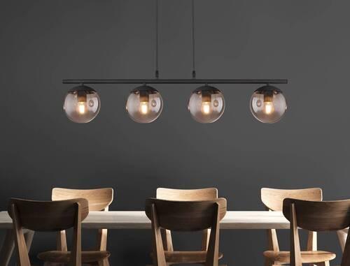 LAMPA WISZĄCA 15830-4H BLAMA - czarny, Design, metal/szkło (90/15/120cm) - Globo