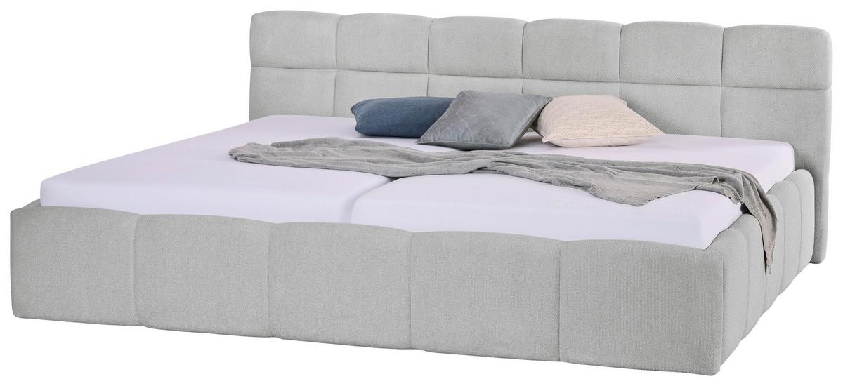 Polsterbett Ascona Hellgrau ca. 240x200cm - Hellgrau/Schwarz, KONVENTIONELL, Kunststoff/Textil (240/200cm) - Based