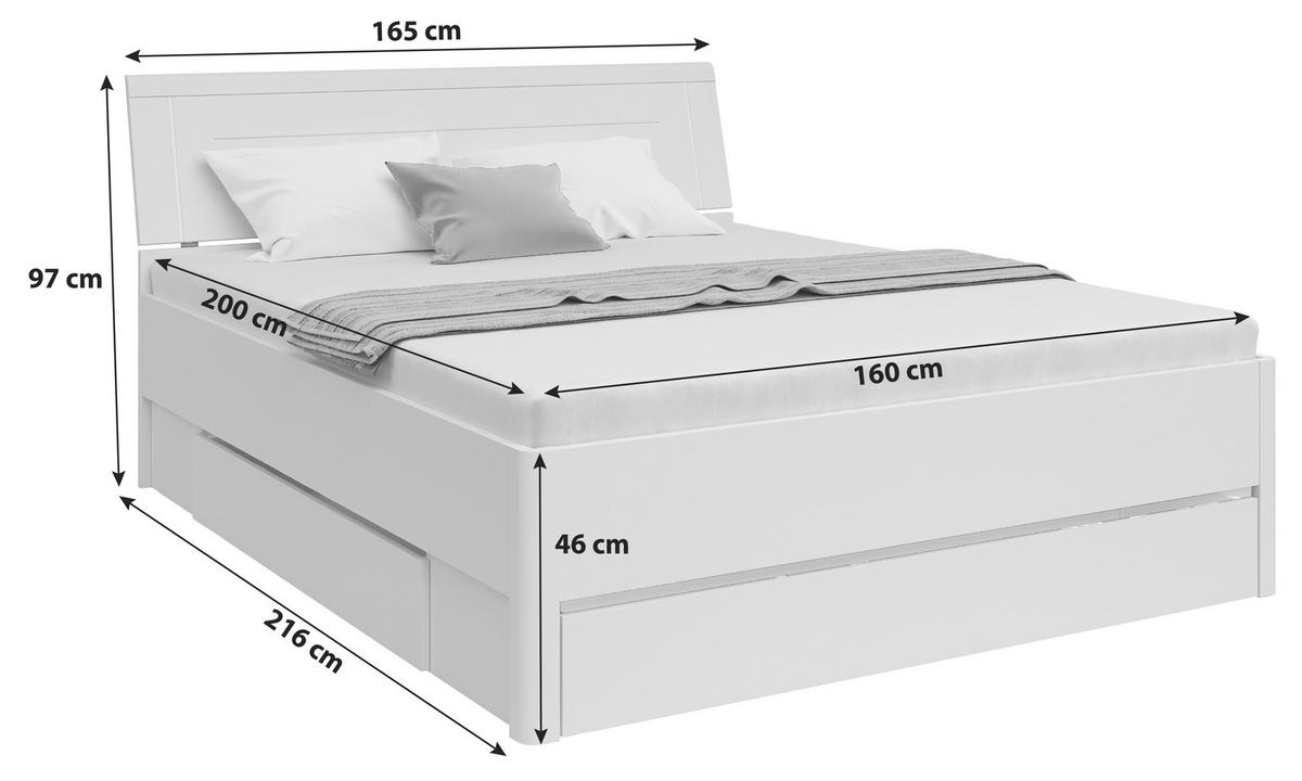 Krevet S Prostor. Za Odlaganje Saturn - bijela/boje grafita, Konvencionalno, drvni materijal (160/200cm) - Based