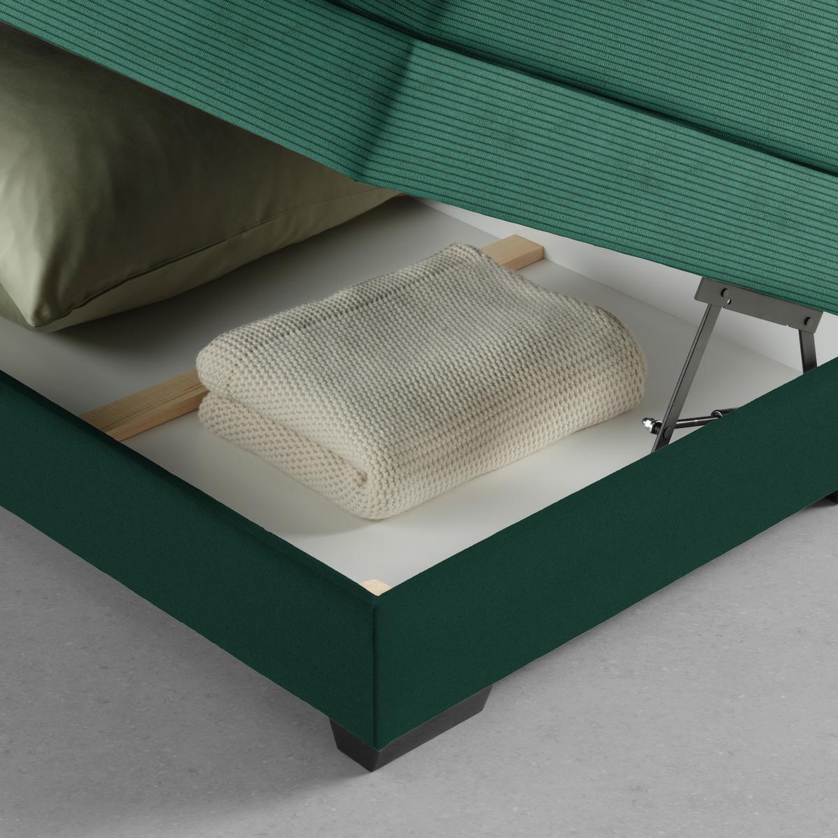 Boxspring Krevet Sevilla - tamno zelena/crna, Konvencionalno, drvo/tekstil (160/200cm) - Premium Living