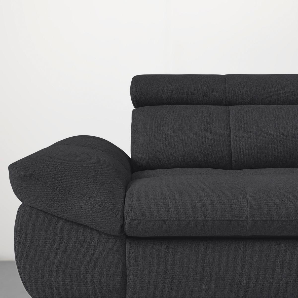 Wohnlandschaft Alberto Schwarz - Schwarz, MODERN, Textil/Metall (296/201cm) - Mömax