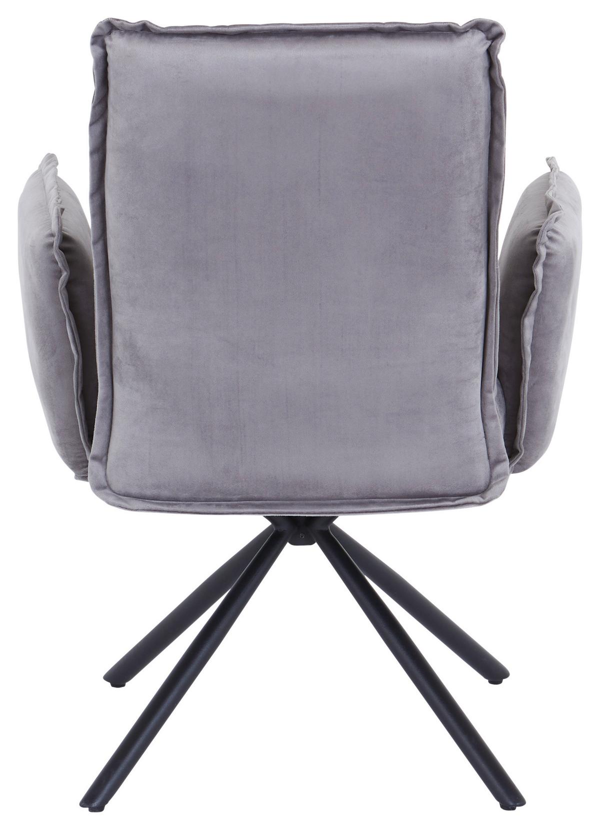 KRZESŁO Z PODŁOKIETNIKAMI MARYLA - czarny/szary, Modern, metal/tkanina (63,5/88/66cm) - MID.YOU