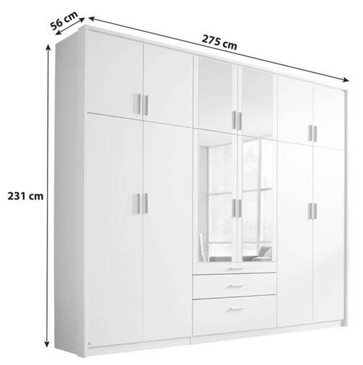 Ormar S Klasičnim Vratima Hildesheim - bijela/prozirno, Design, staklo/drvni materijal (275/231/56cm) - Modern Living