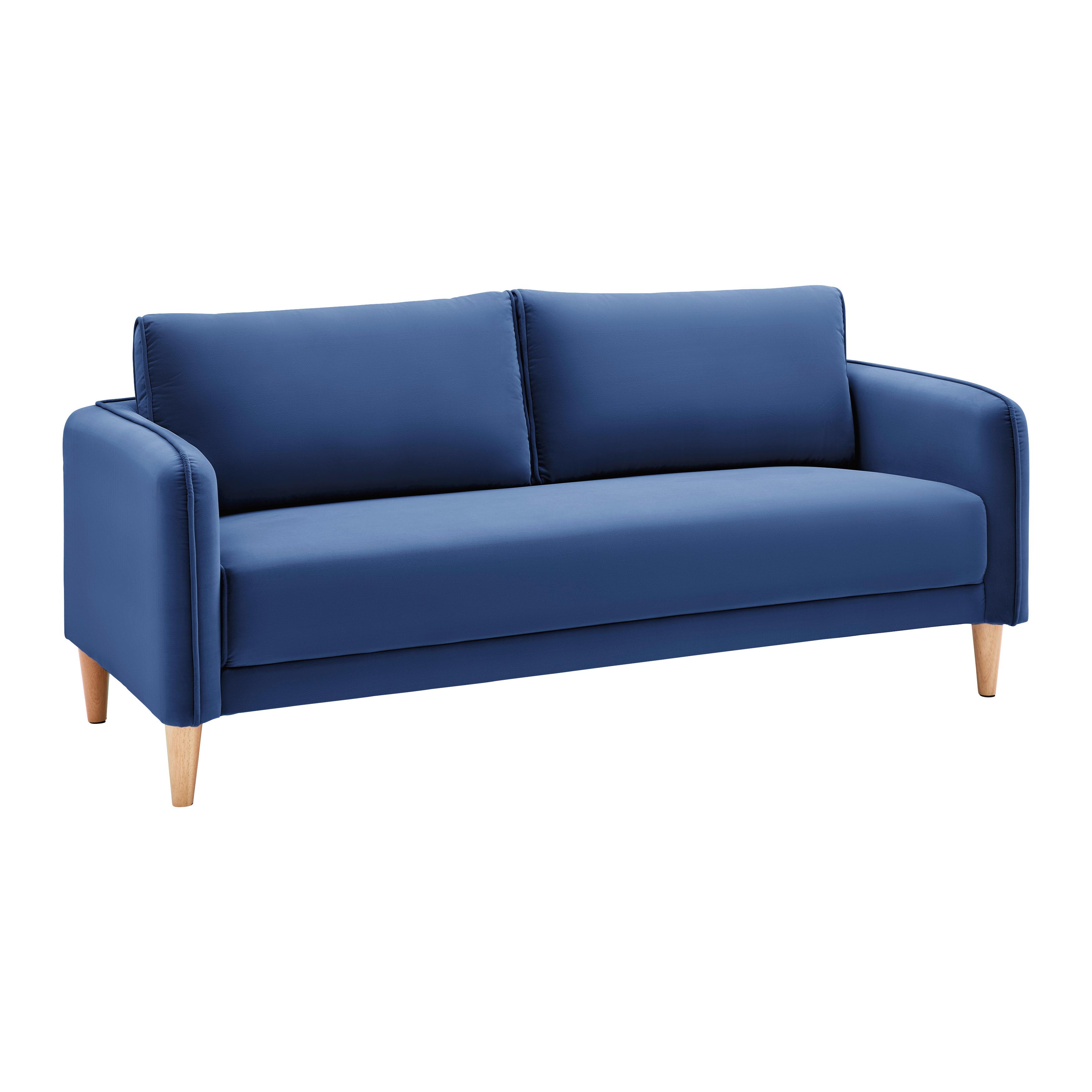 Canapea cu 3 locuri LIVIA - albastru închis, Modern, lemn/textil (176/78/76cm) - Bessagi Home