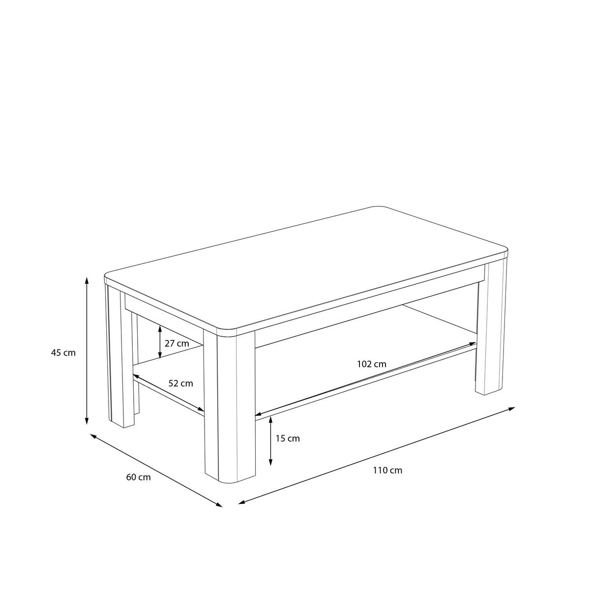 Măsuță pentru canapea Tiziano - culoare lemn stejar, Modern, plastic/material pe bază de lemn (110/45/60cm) - Modern Living