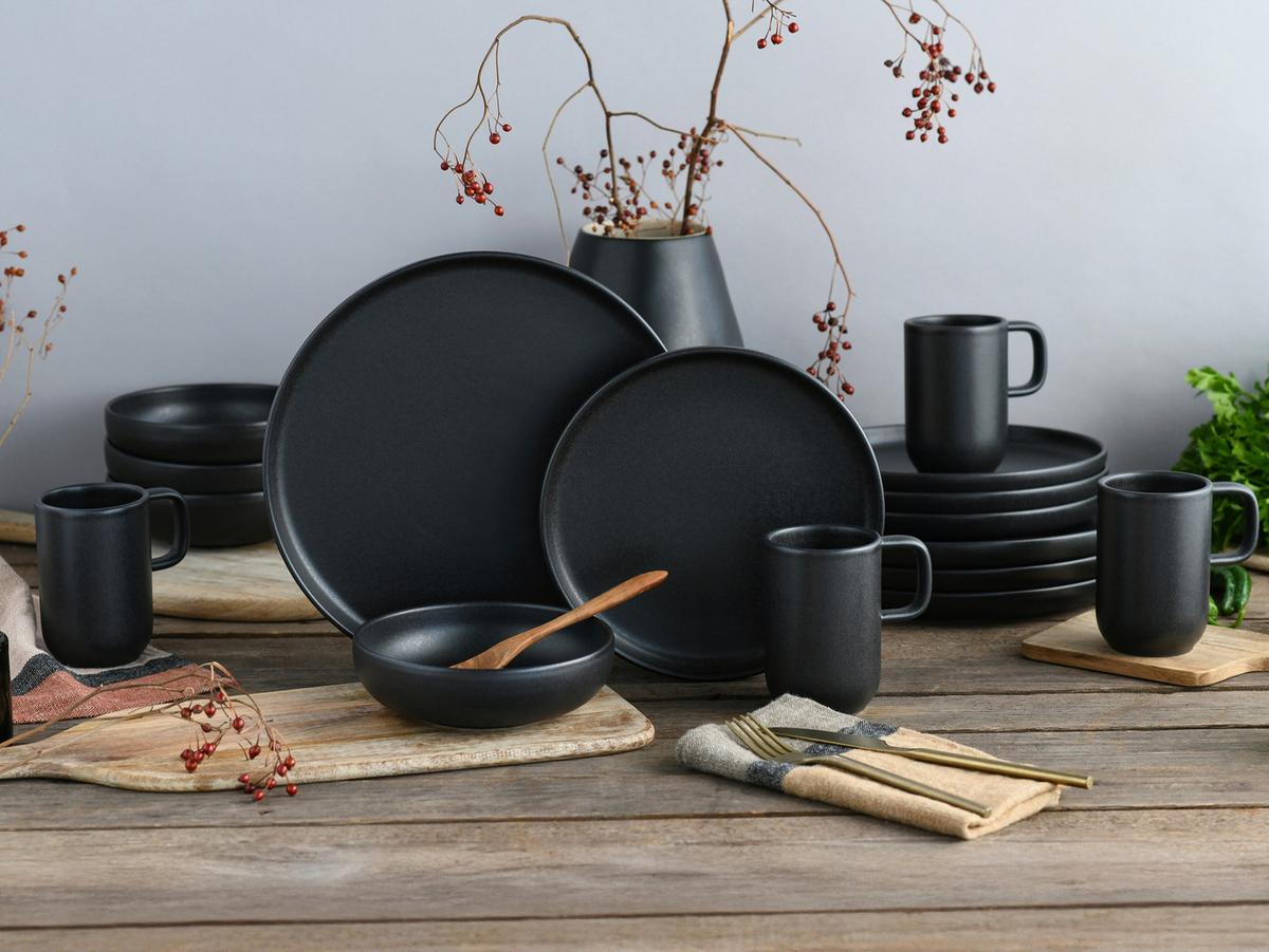 Étkészlet 25187 Uno Black, Kombiservice - fekete, Trend, kerámia - Creatable