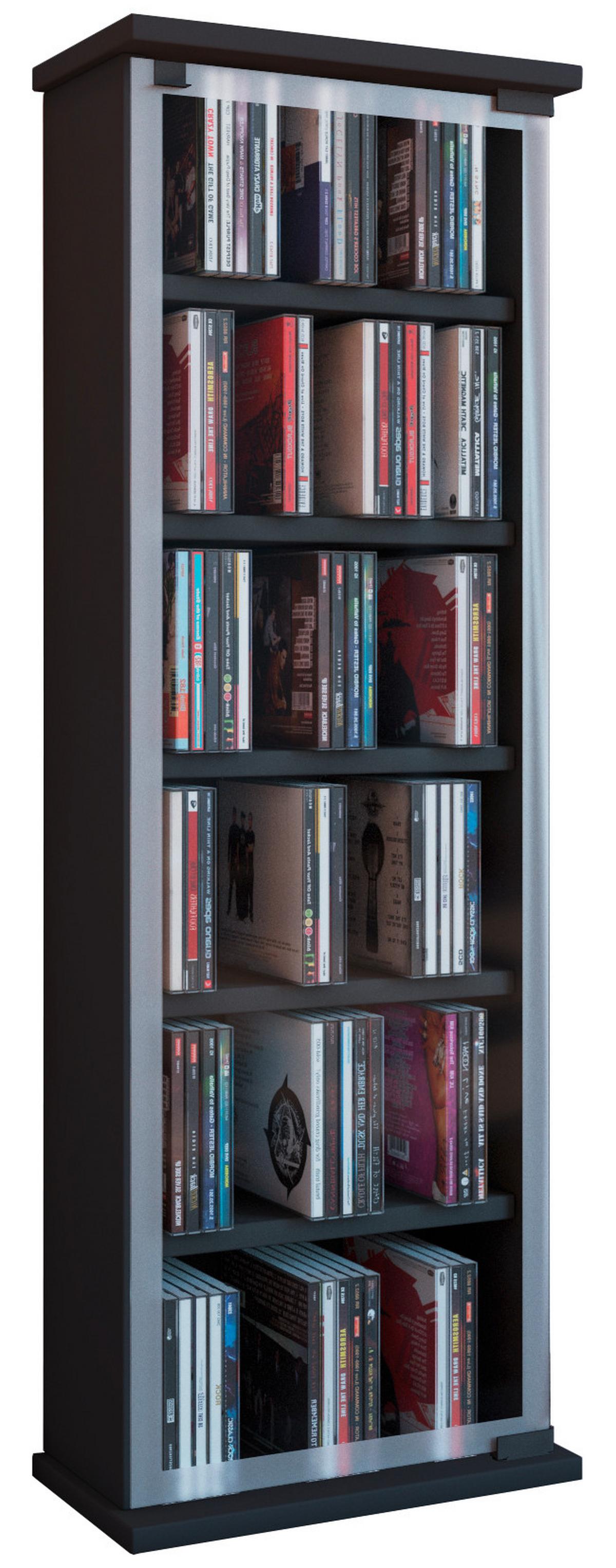 CD-Regal Classic in Schwarz, B: 31 cm - Schwarz, KONVENTIONELL, Glas/Holzwerkstoff (31/92/18cm) - MID.YOU