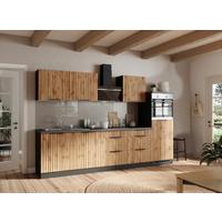 Küchenleerblock Liverpool o. Geräte Graphit/Eichefarben - Schieferfarben/Eiche Wotan, Basics, Holzwerkstoff/Metall (300cm) - Held