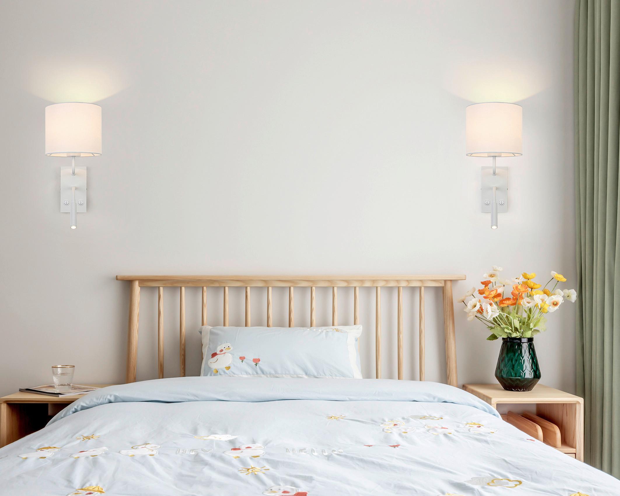 Wandleuchte Douple Weiss max. 28 Watt - Weiss, Konventionell, Kunststoff/Textil (31/18/33cm) - Mömax